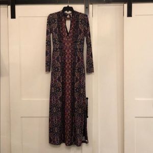 Long sleeve peephole maxi dress